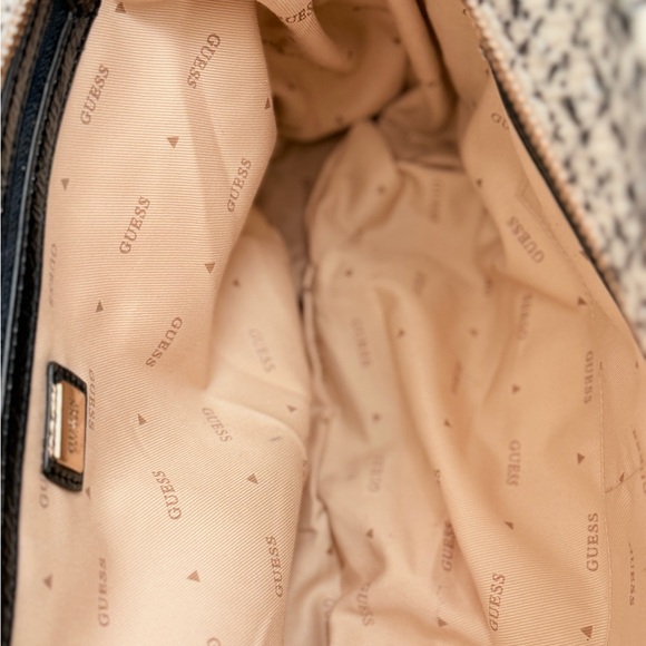 Guess Tweed Tote with Gold Chain and Black Accents - Picture 6 of 8